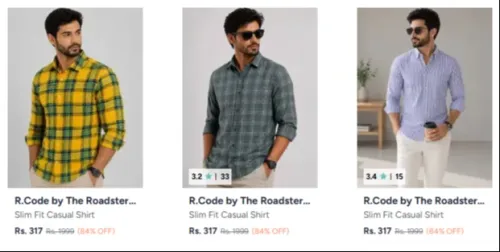Image of R.Code by The Roadster Life Co. Shirts at minimum 84% Discount