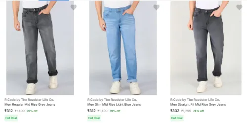 Image of R.Code By The Roadster Life Co Men's Jeans upto 79% Discount