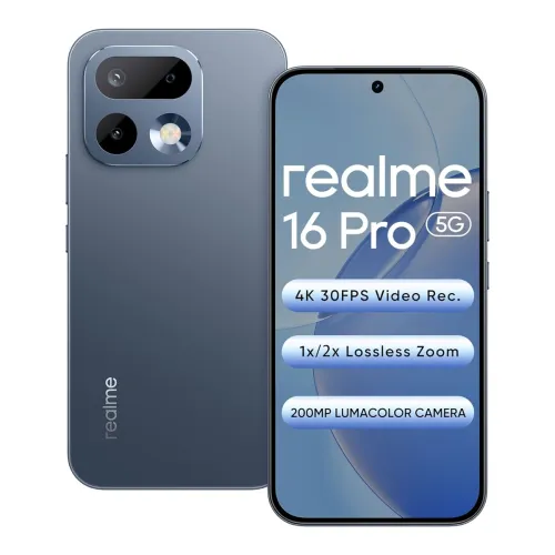 Image of realme 16 Pro 5G Smartphone 12+256GB Pebble Grey, 144Hz AMOLED Display, 7000mAh Battery,80W SuperVOOC, 200MP Primary Cam