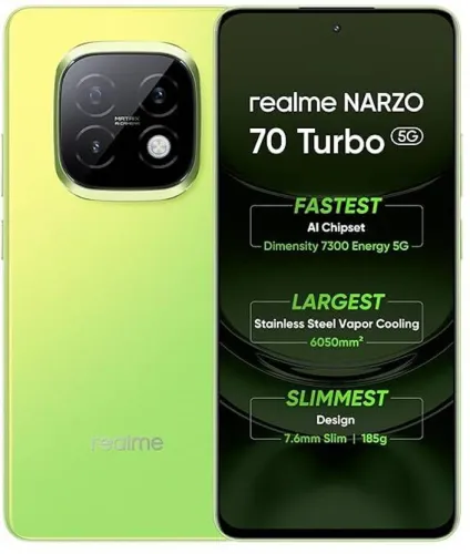 Image of realme 70 TURBO 5G Smartphone (Turbo Green, 128 GB) (6 GB RAM)