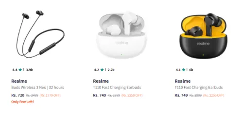 Image of Realme Buds & Neckband Starting @ ₹720