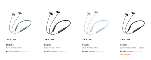 Image of Realme Buds Wireless 3 Neo at ₹799