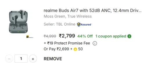 Image of realme Buds Air 7 – Moss Green (TWS Earbuds)