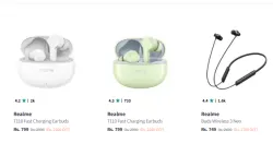 Realme Earbuds & Neckband at Starting @ ₹799