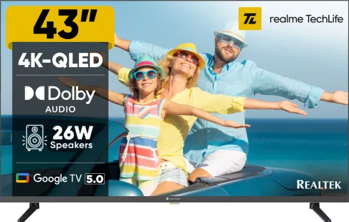 Image of realme TechLife 108 cm (43 inch) QLED Ultra HD (4K) Smart Google TV 2026 Edition (43UHDGQRDDRQ)