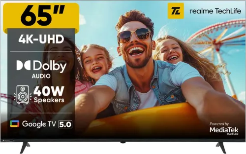 Image of realme TechLife 165 cm (65 inch) Ultra HD (4K) LED Smart Google TV with 5.0 with Dolby Audio, and 40 W downfiring speake