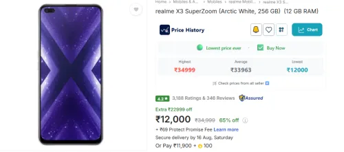 Image of realme X3 SuperZoom (Arctic White, 256 GB)  (12 GB RAM)