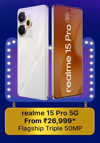 Image of realme 15 Pro 5G @ ₹26999 on Flipkart big Billion Days Sale