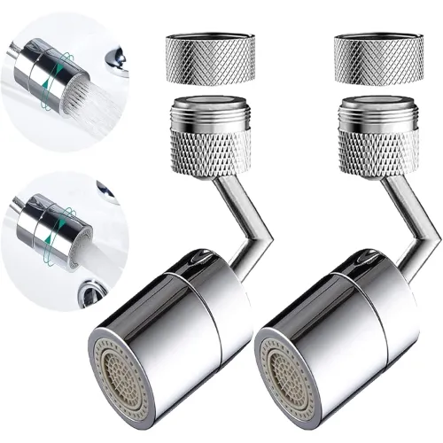 Image of RECLUSE 2 Pack 720° Swivel Faucet Aerator, 4-Function Sprayer, Chrome Finish, Universal Splash Filter, Dual Function Sin