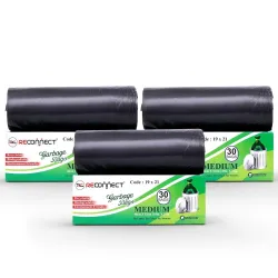 Reconnect Medium Garbage Bags - 19x21 inch (Pack of 3, 90 Pcs)