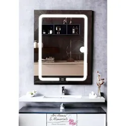 Rectangular Wall Mounted LED Bathroom Mirror Touch Sensor 15x18 Inch