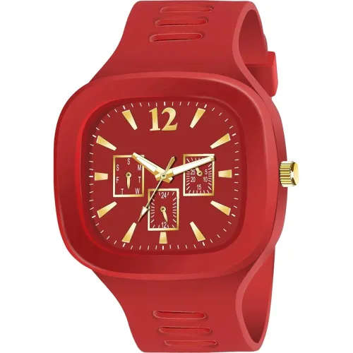 Image of Red Analog Rubber Strap Watch