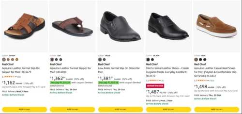 Image of Red Chief Genuine Leather Formal Shoes at minimum 70% Discount