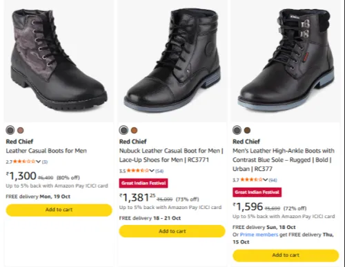 Image of Red Chief Leather Casual Boots for Men at up to 80% Discount