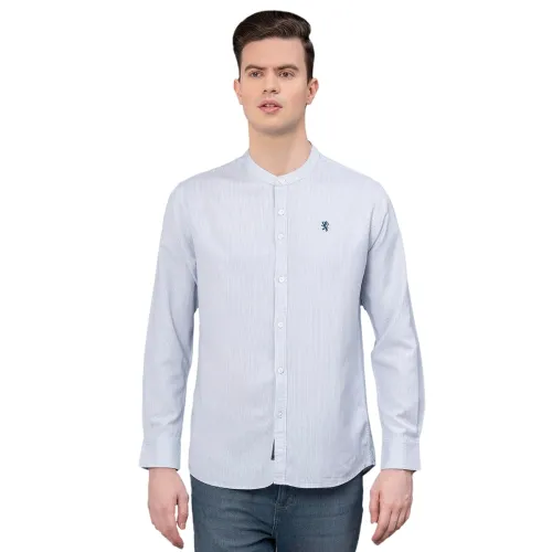 Image of Red Tape Casual Light Blue Mandarin Shirt for Men | Comfortable