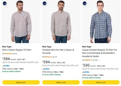 Red Tape Checked Shirt for Men | Classic & Versatile at minimum 70% Discount