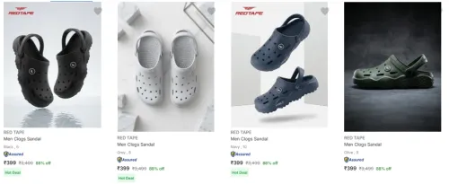 Image of Red tape clogs @ 88% Off From ₹399 