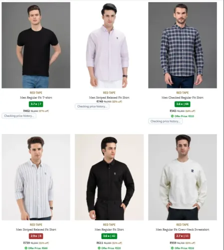 Image of RED tape Men Clothing at minimum 85% Discount