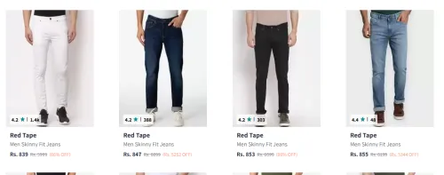 Image of Red Tape Men's jeans at 86% Discount From ₹839