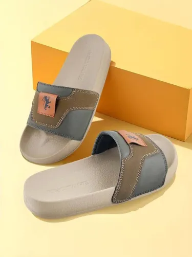 Image of RED TAPE  Men Slides (Beige, Olive , 11)