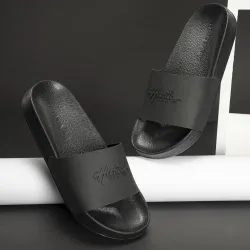 RED TAPE Men Slides (Black , 6)