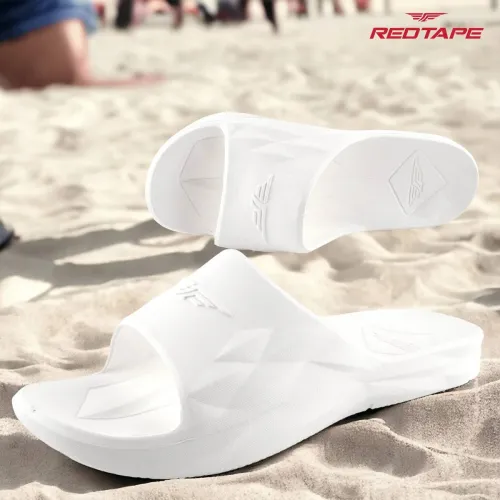 Image of RED TAPE Men Slides (White , 8)