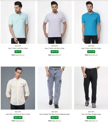Image of Red Tape Men's Clothing up to 90% Discount