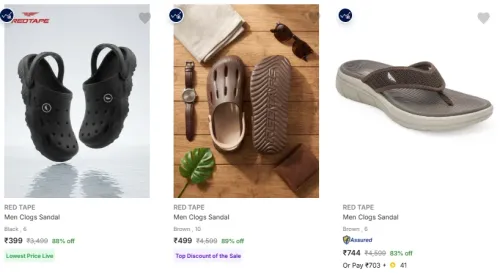 Image of RED TAPE Men’s Sandals & Floaters at minimum 89% Discount