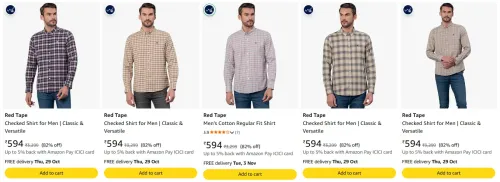 Image of Red Tape Men's Shirt at minimum 80% Discount