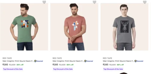 Image of RED TAPE Men's T Shirts at minimum 82% Discount
