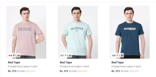 Image of Red Tape Men's Cotton T-shirts Starting at just ₹373