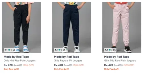 Image of Red Tape Plain Joggers Flat 90% OFF