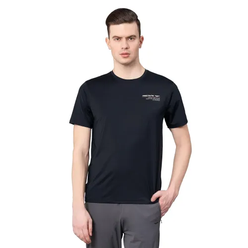 Image of Red Tape Printed Black Activewear T-Shirt 