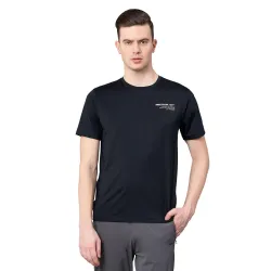 Red Tape Printed Black Activewear T-Shirt 