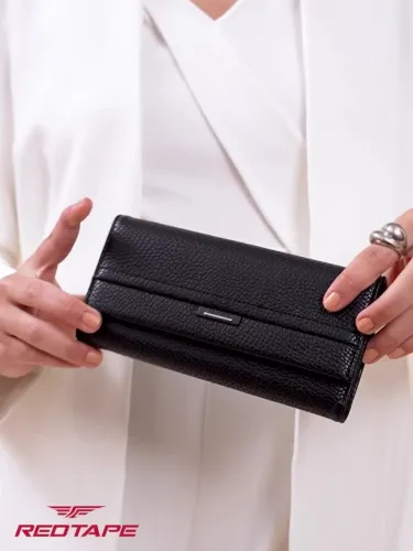 Image of Red Tape Women Black Casual Three Fold Wallet