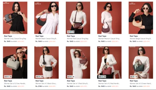 Image of Red Tape Women’s Grey Textured Sling Bag Upto 85% OFF