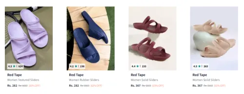 Image of Red Tape Women Textured Sliders Starting At @₹282