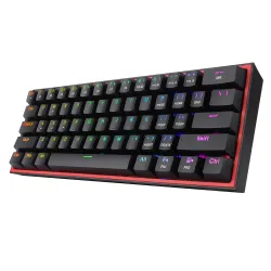 Redragon K617 Fizz 60% Wired RGB Gaming Keyboard, 61 Keys Compact Mechanical Keyboard, (Linear RED Switch), Pro Driver/Software Supported || Black