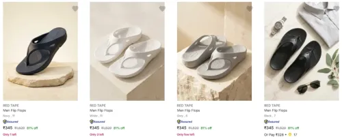 Image of Red Tape Men’s Slippers & Flip Flops at Minimum 80% Discount