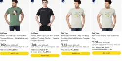 Red Tape Mens T-shirt at up to 90% discount