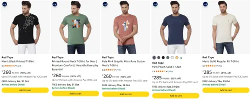 Image of Red Tape Round Neck Men's T-Shirt at minimum 84% Discount