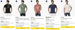 Red Tape Round Neck Mens T-Shirt at minimum 84% Discount