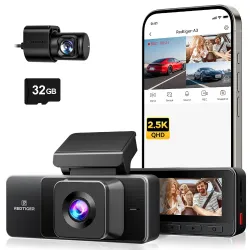 REDTIGER A3 3 Channel Dash Cam Front and Rear Inside