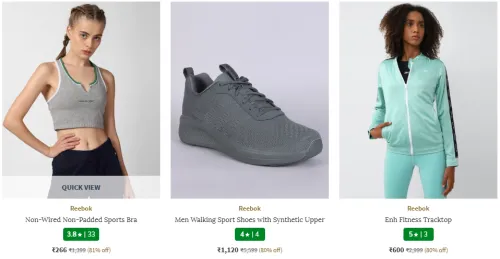 Image of Reebok women's Apparals at minimum 77% Discount