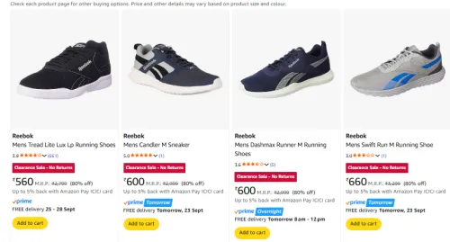 Image of Reebok Men Footwear Minimum 80% Discount