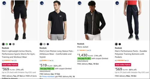 Image of Reebok Men's Clothing up to 80% Discount