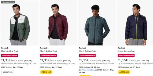 Image of Reebok Men's Jacket upto 79% Discount