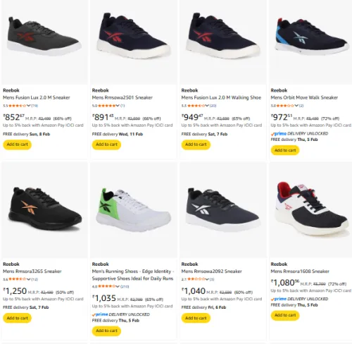 Image of Reebok Men Shoes Minimum 60% Discount