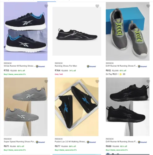 Image of Reebok Men Shoes Starting @ ₹755