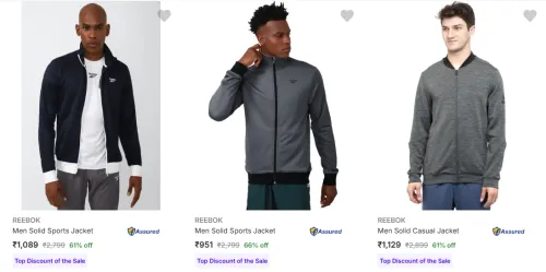 Image of Reebok Men's Jackets upto 66% Discount | Starting at ₹951
